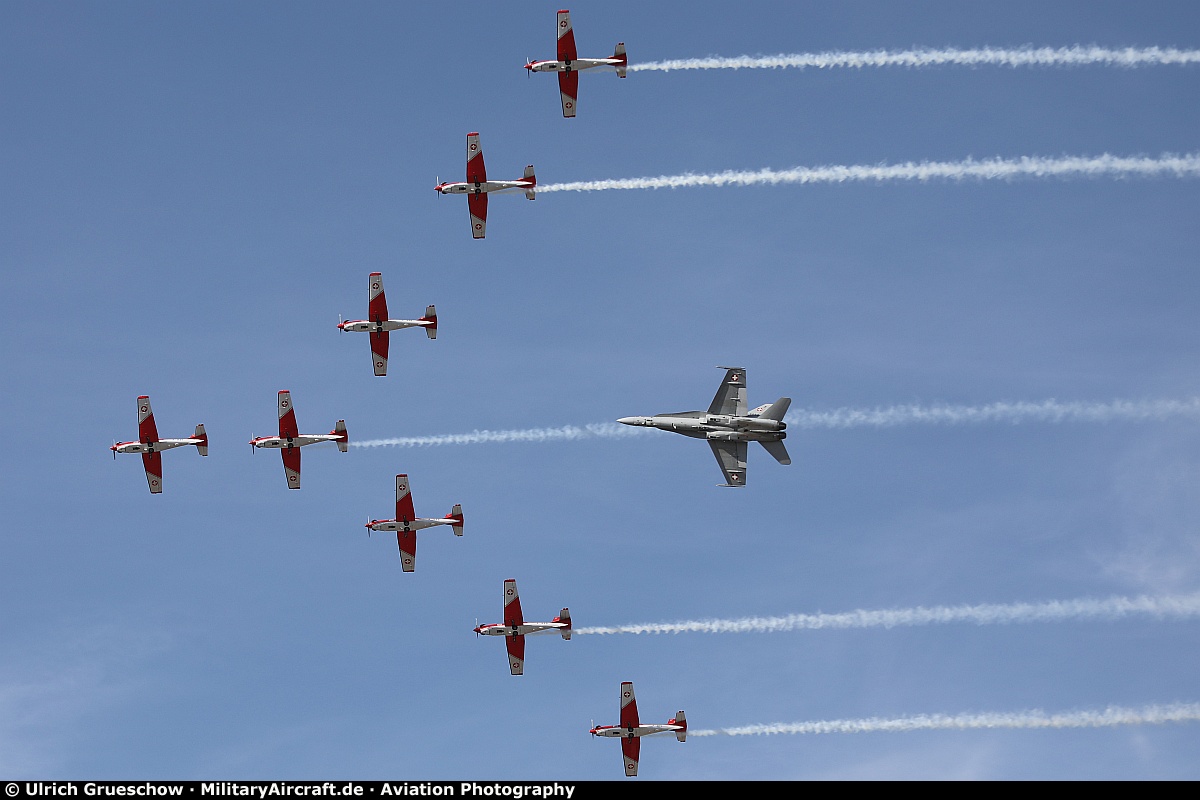 Swiss Air Force PC-7 Team and F/A-18C Hornet