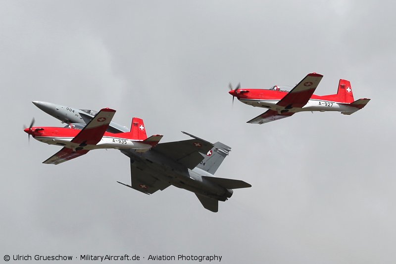 Swiss Air Force PC-7 Team and McDonnell Douglas F/A-18C Hornet